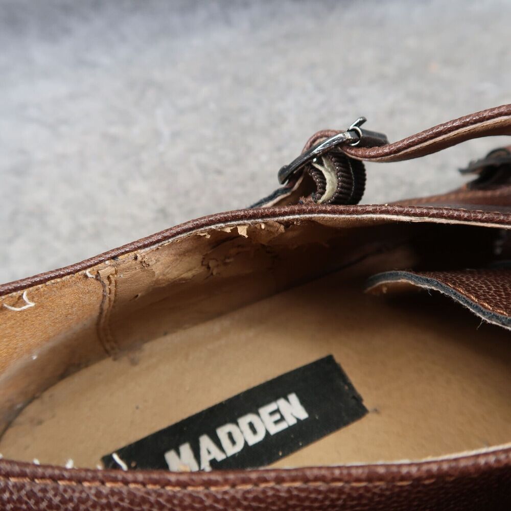 Madden Shoe Men 8.5 Oxford Double Monk Strap Buckle Cap Toe Classic Formal Brown - Picture 15 of 16